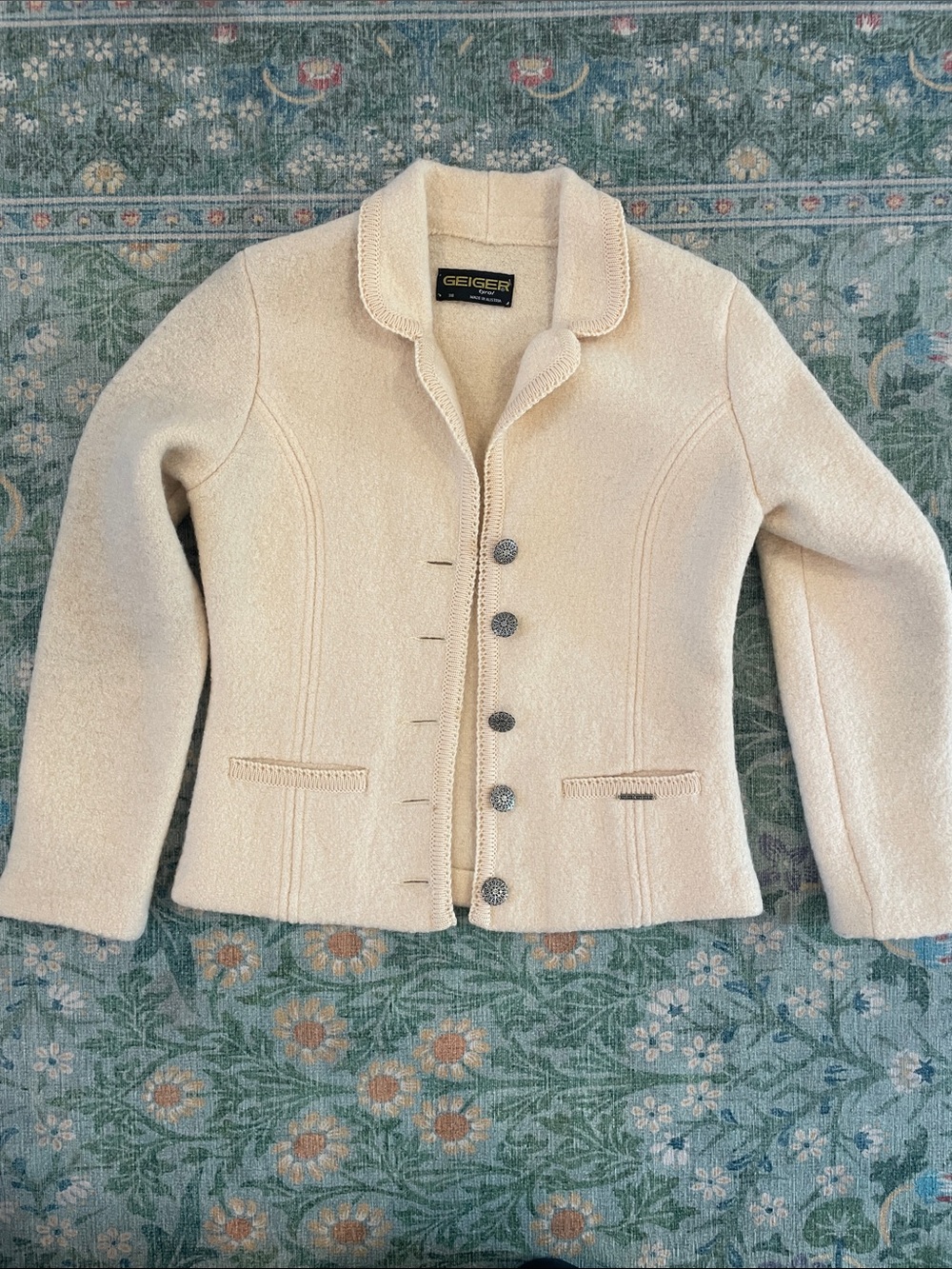 Vintage Austrian Pure Wool- Cream Tailored Women’s Jacket